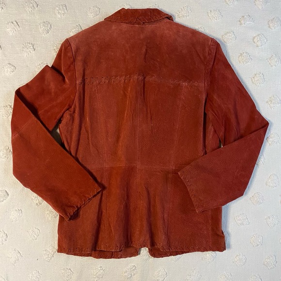 Vintage Red Y2K Hypo Active Genuine Suede Leather Jacket Blazer Size XL Oversize - Picture 2 of 8